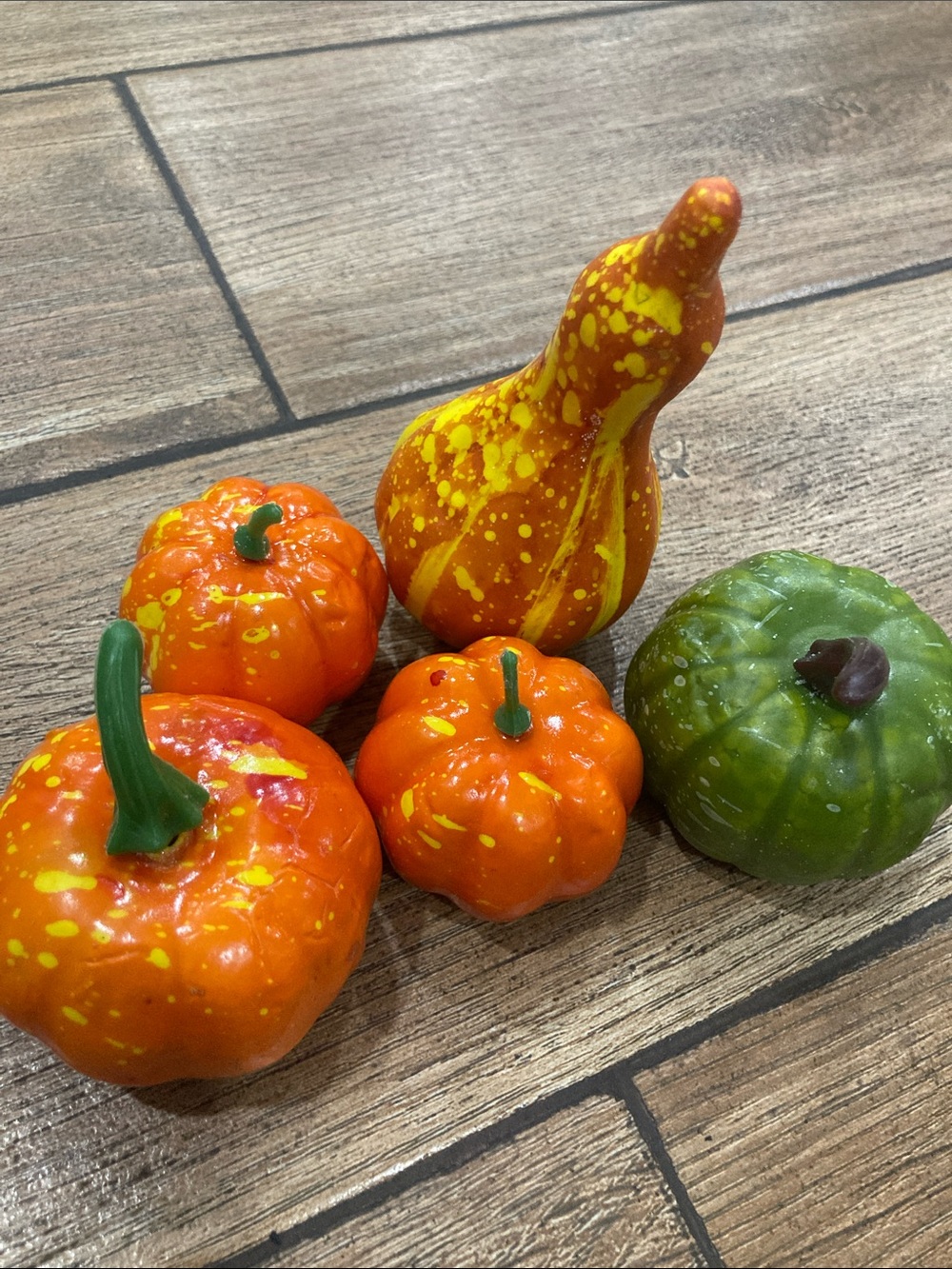 Decorative Orange and Green Fall Gourd Set